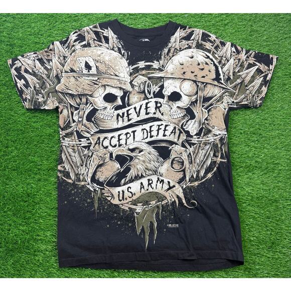 7.62 Design U.S. Army Never Accept Defeat T-Shirt Skull Eagle Graphic Men’s L - Picture 1 of 10
